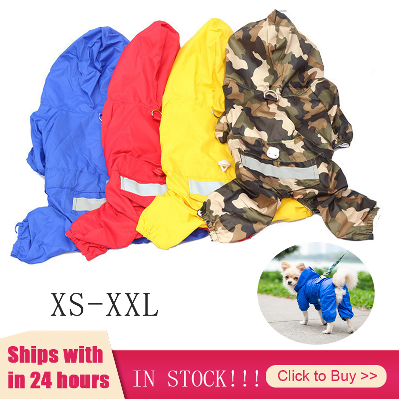 Hot Pet Dog Rain Coat Clothes Dog Puppy Casual Dog Raincoat Waterproof Jacket Costumes XS-XXL 4 Color Pet Supplies Dropship