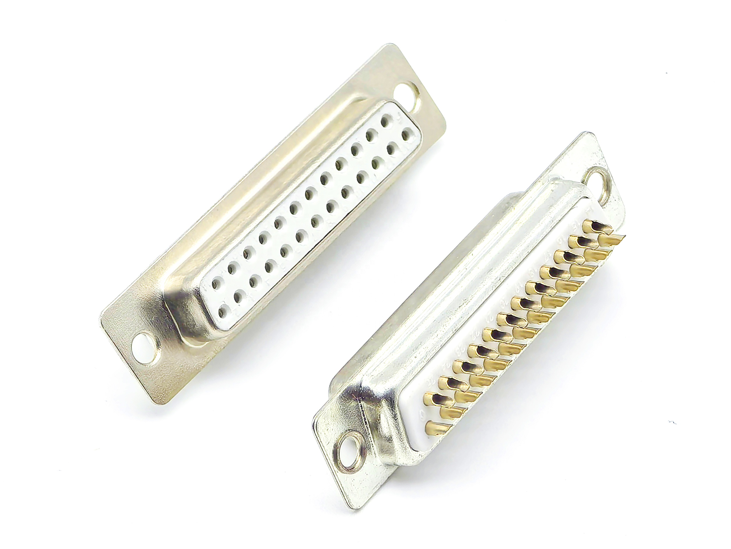 D-Sub Connector:Female Solder Type Termination Full Gold Plating White  RoHS Compliant 25P