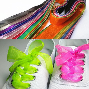 1Pair 120CM Width 2.5cm Flat Silk Satin Shoestrings Ribbon Shoe Laces Fashion Women Shoelaces Sneakers Sport Shoes Lace Bow