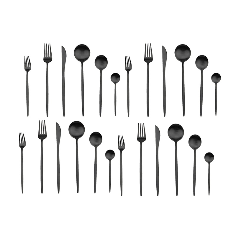 Cutlery Sets,Matte Flatware Set,Satin Finish 24 Piece 304 Stainless Steel Utensils Set for Home and Restaurant
