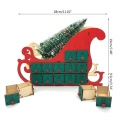 Christmas Sleigh Tree Wooden Advent Calendar Countdown Xmas Party Decor 24 Drawers with LED Light Ornament 19QB