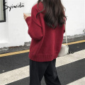 syiwidii new sweater women knitted ribbed V-Neck female pullovers women solid fashion korean tops autumn winter oversize sweater