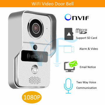 2pcs/lot Free Shipping 1080P WiFi Video Doorphone Home Security Wireless Visual IP Intercom Door Bell Remote Unlock Door VF-DB04