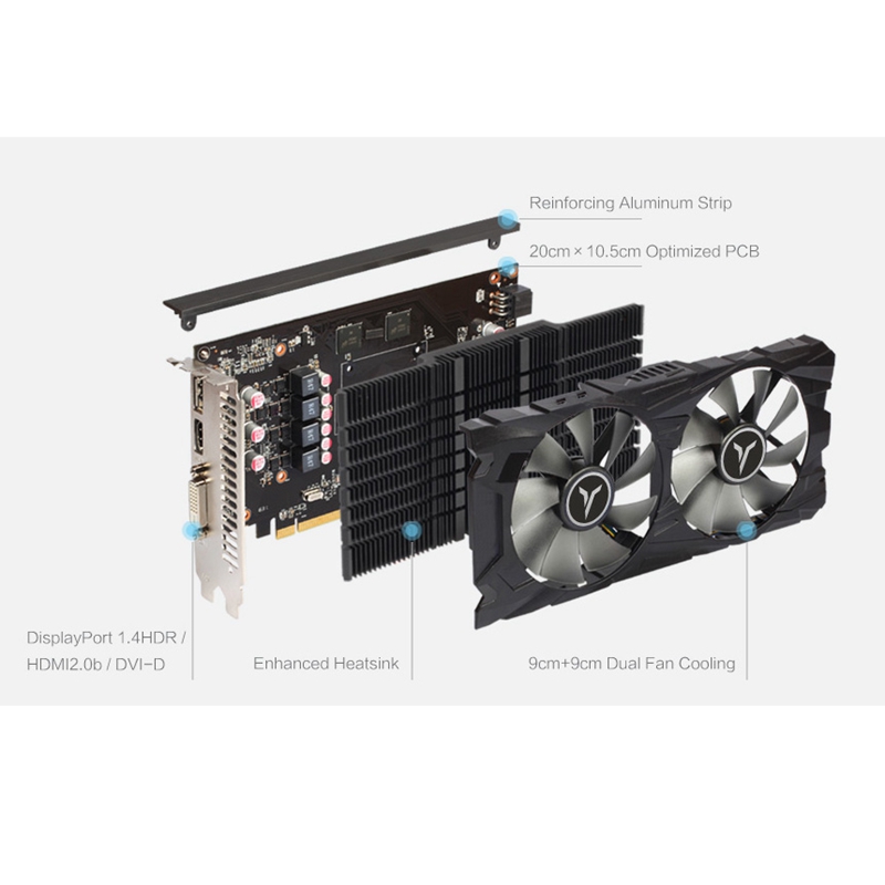 Yeston RX560D-4G D5 GAEA Graphic Card Dual Fan Cooling 4GB Memory GDDR5 128Bit DP + HD + DVI-D GPU Enhanced Heatsink