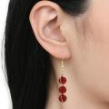 Healing Crystal Beads Dangle Earrings for Women, Stone Drop Hook Eardrop with Copper Wire Wrapped