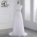 Hot Selling Custom Made A Line Wedding Dresses Vestido de Noiva Casamento Chiffon Lace See through Backless Robe De Mariage