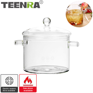 TEENRA Household Glass Soup Pot Transparent Soup Cooker Heat Resistant Porridge Pot Salad Instant Noodle Bowl Kitchen Supplies