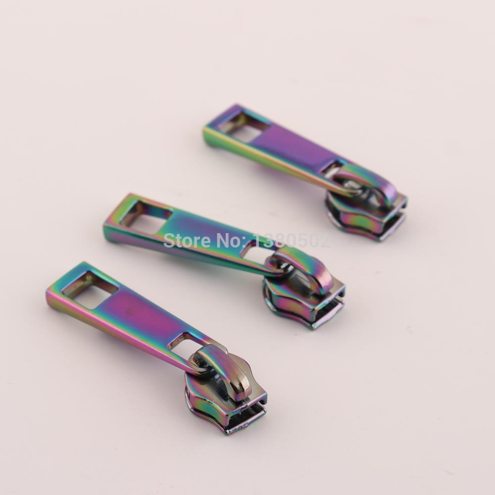 6pcs/lot rainbow color Top Quality Alloy Zipper heads Zipper Sliders Puller For Bag Shoes Garment Accessories