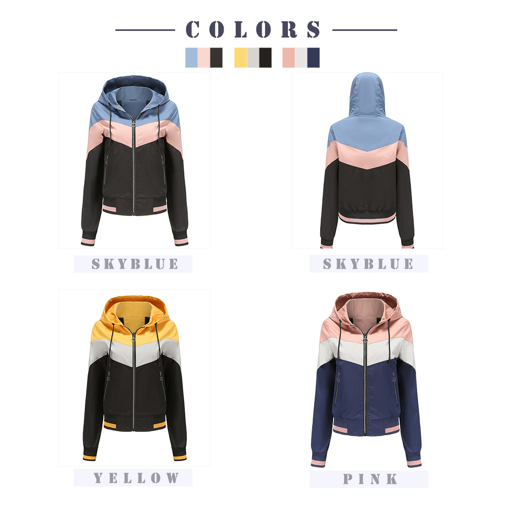 Contrast Color Hoodie Windbreaker Jacket