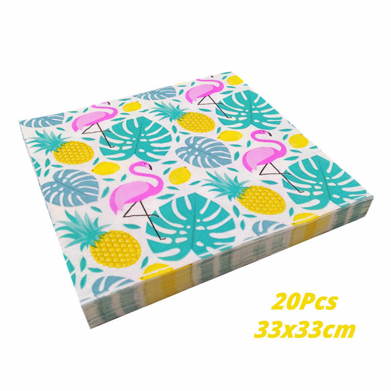 Flamingo Party Decoration Paper Napkins Palm Leaves Tableware Paper Napkin Hawaii Tropical Party Birthday Wedding Decoration