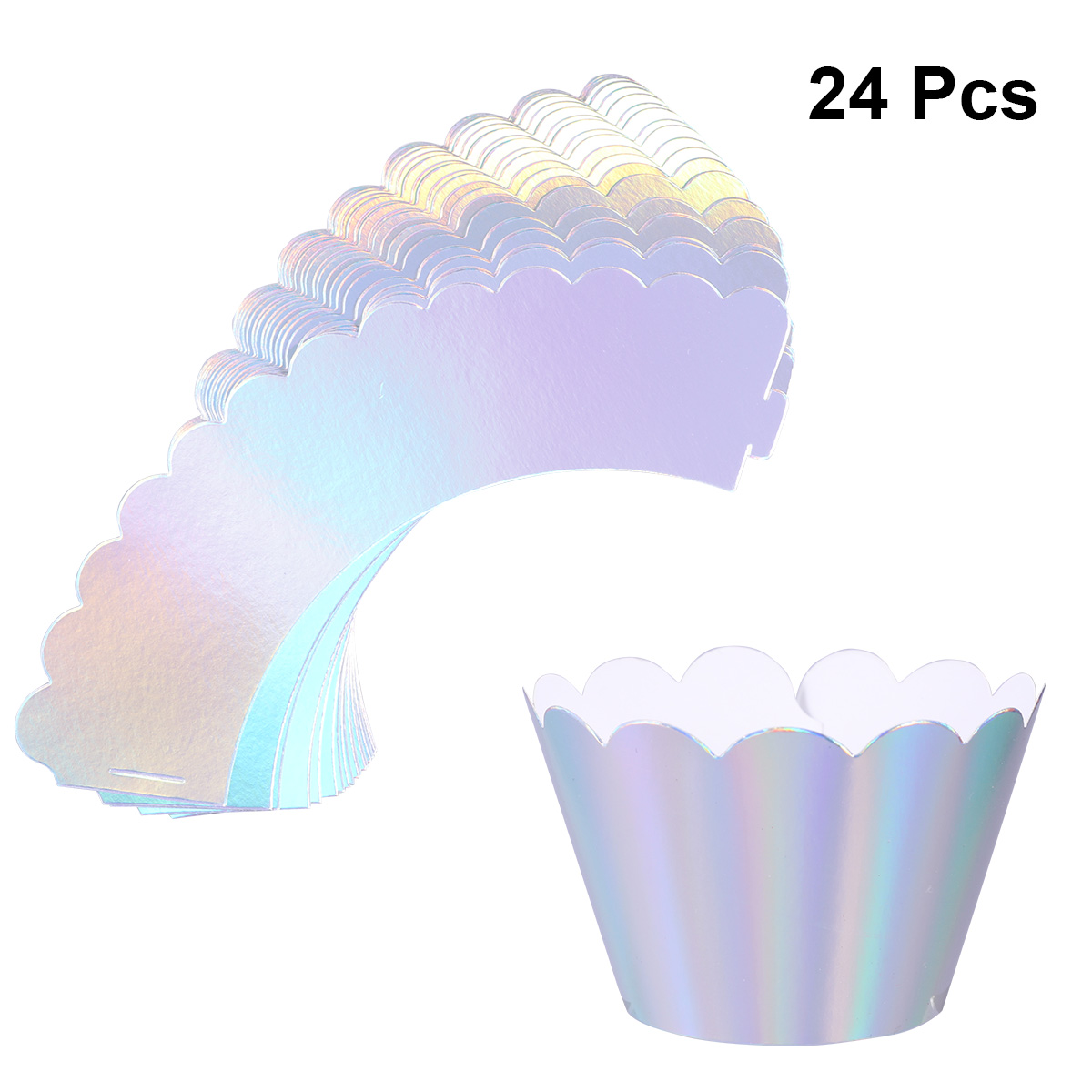 24pcs Iridescent Rainbow Cupcake Wrappers Cake Paper Cups Cupcake Wrapper Cupcake Liners Baking For Baby Shower Birthday Party