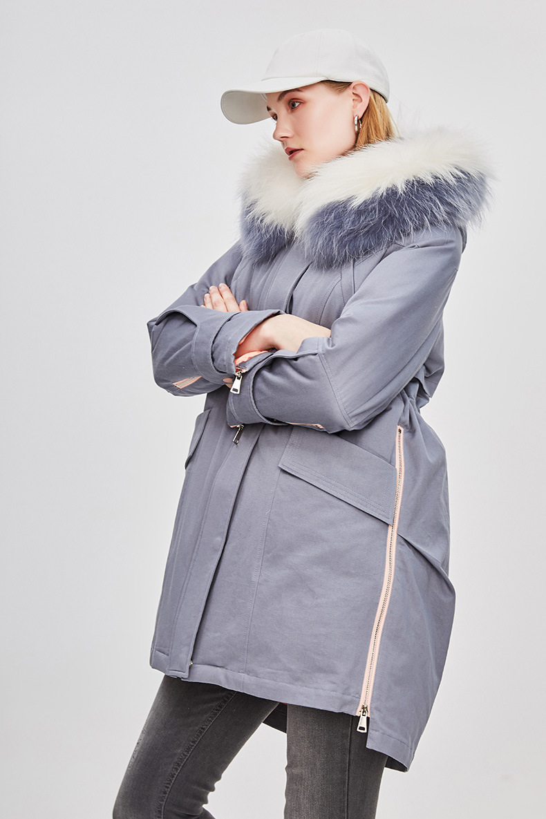 Women Collision Color Hoodie Parka Jacket