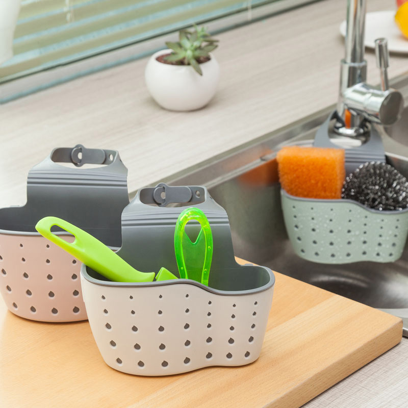 Drain Basket Kitchen Sink Washing Storage Rack Plastic Faucet Hanging Bag Sink Rack Multifunctional Hanging Basket