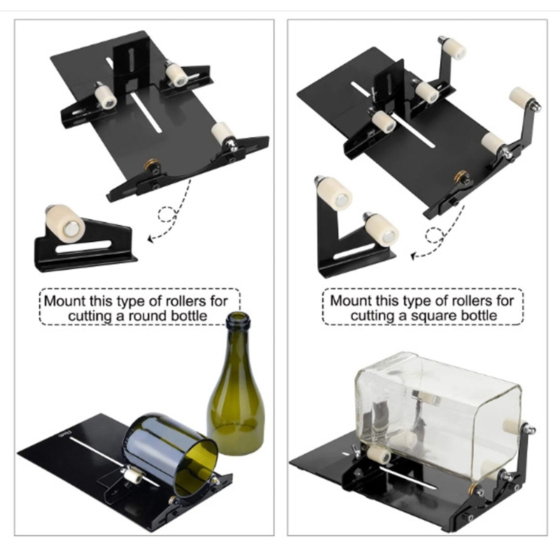 DIY Glass Bottle Cutter Tool Square Round Wine Beer Bottles Cutting Machine Kit C90A