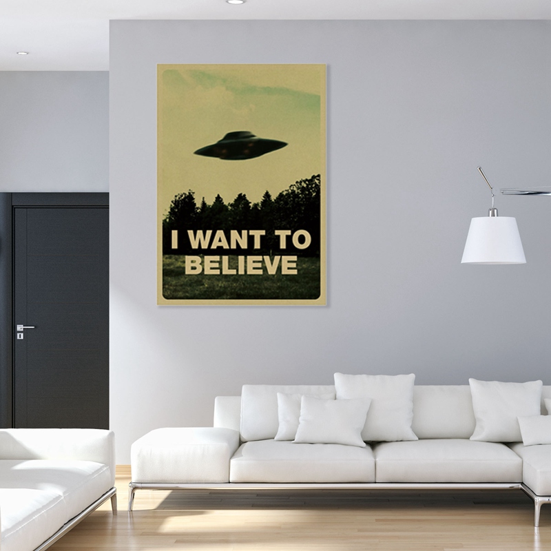 Vintage Classic Movie The Poster I Want To Believe Poster Bar Home Decor Kraft Paper Painting Wall Sticker