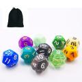 Bescon 10pcs Set of Multi Polyhedral dice, 10 Count Assorted Random Multi Effected&Colored Pack of Dice in Drawstring Pouch