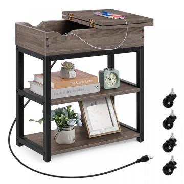 Multifunctional Bedside Nightstand Table with Charging Ports