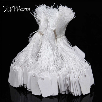 Kiwarm Wholesale 500Pcs/Pack White Strung Jewellery Tags Price Ticket Garment Tags Label Retail Clothing Gift 24x14mm