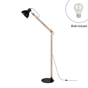 Wooden Floor Lamp Adjustable Waterproof Warm White 8W Energy-saving Lamps Trapeze Flat Wood Pole Floor Lamp