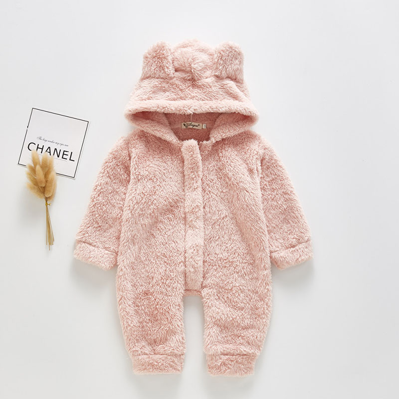 Baby Clothes Newborn Baby Romper Cotton Keep Warm Girls Boys Winter Cartoon Bear Plush Jumpsuit Baby Go Out Clothing