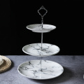 Creative marble ceramic dishes Nordic home dessert cake plate afternoon tea cutlery Three-tier wedding birthday fruit plate