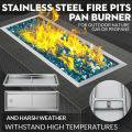 Drop-In Fire Pit Pan w/Burner 36x12 inch Rectangular Natural Gas Fireplace Parts