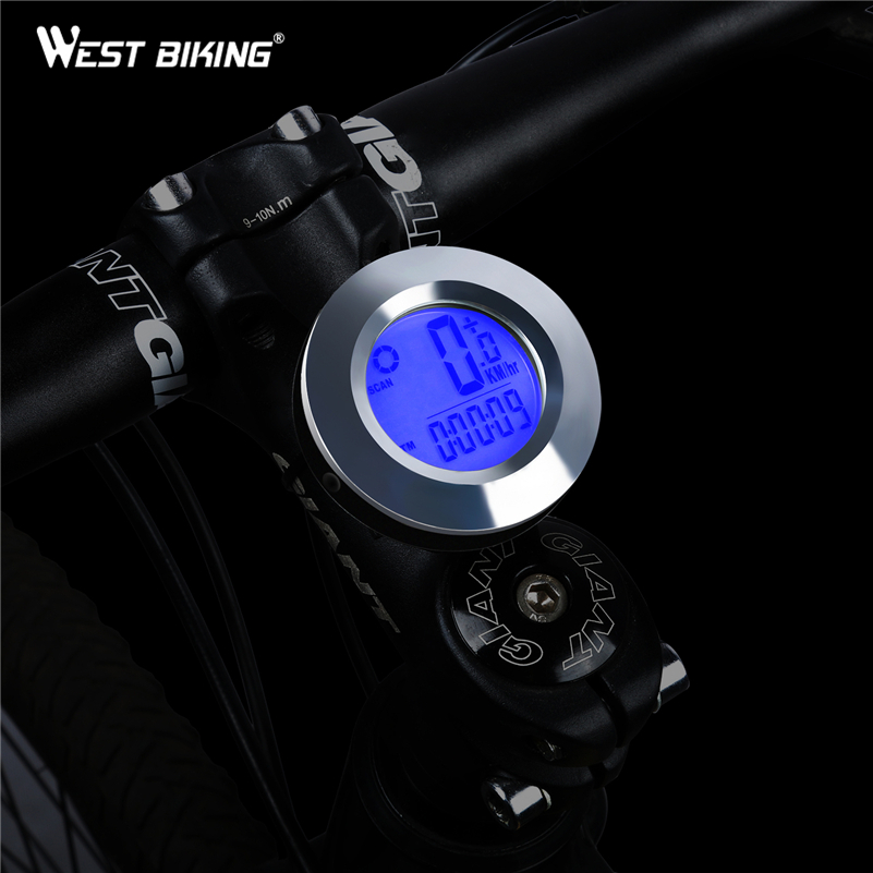 WEST BIKING IP65 Waterproof Bicycle Computer Wireless Auto Awake Cycling Stopwatch Round Backlight Odometers Bike Computer