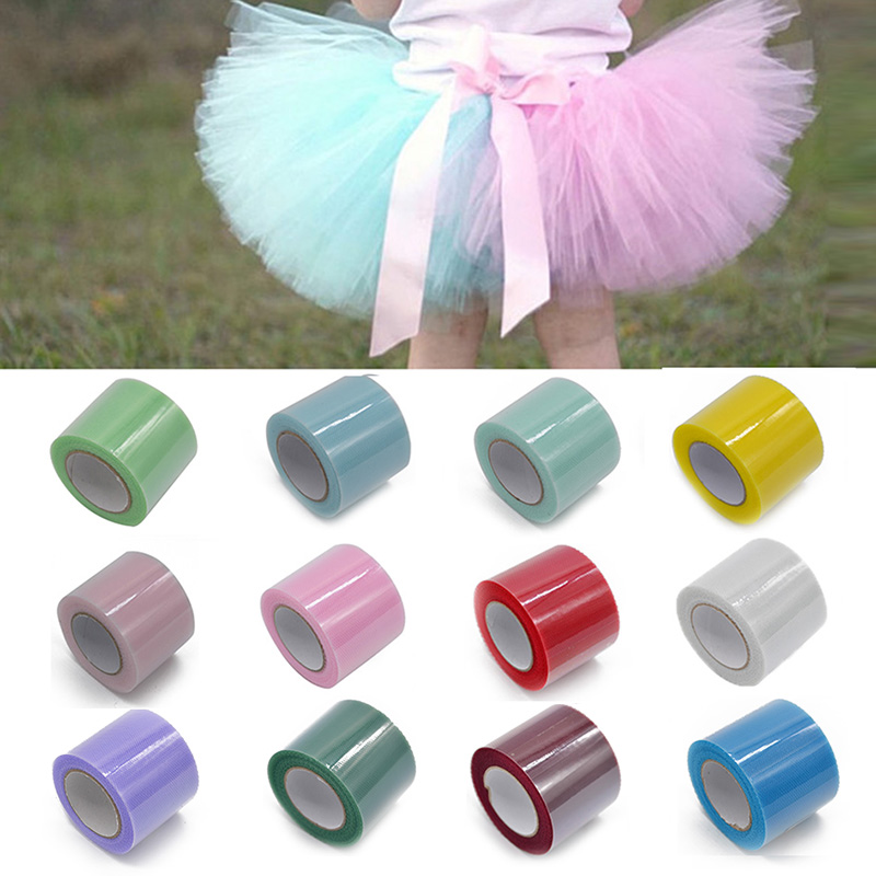 25yards 2inch Crystal Tulle Spool Roll Organza Sheer Gauze DIY Pompoms Tutu Skirt Table Wedding Party Decoration Crafts Supplies