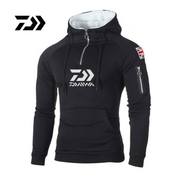 Daiwa Fishing Hoodie Men Winter Warm Fishing Sweatshirt Men Fishing Shirt Coat Fishing Jacket Men Sport Wear Fishing Clothing