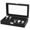 12 Grids Carbon Fiber Watch Box Jewelry Watch Display Storage Holder Rectangle Black Leather Watch Box Case Packaging Organizer