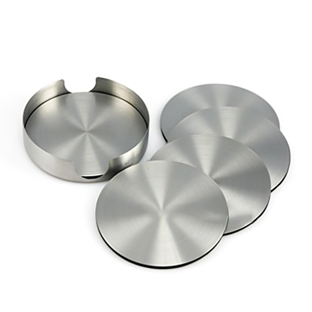 6 PCS Stainless Steel Round Coaster Hotel Beer Cup Holder Placemat Set Metal Heat Insulation EVA Protector