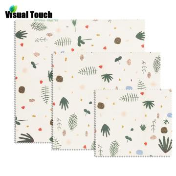 Visual Touch Leaves Print Cloth Natural Beeswax Wrap Organic Reusable Food Wraps Sandwich Storage Zero Waste Party Wrap