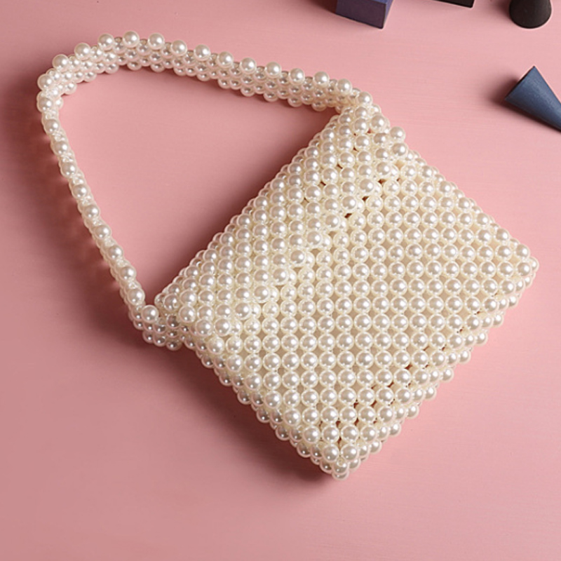 Brand Hand-woven Pearl Bags Lady Beaded Shoulder Bag Women Party Vintage Handbag Ins Small Flap Bag Mini Cross body Bag