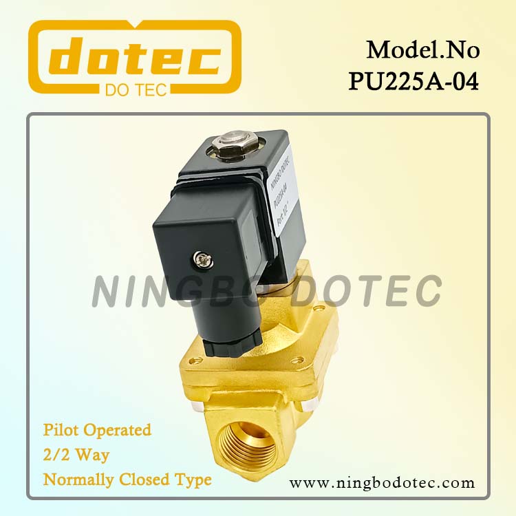 PU220A-04 SHAKO Type Brass Solenoid Valve 1/2'' 220VAC 2-Way NC