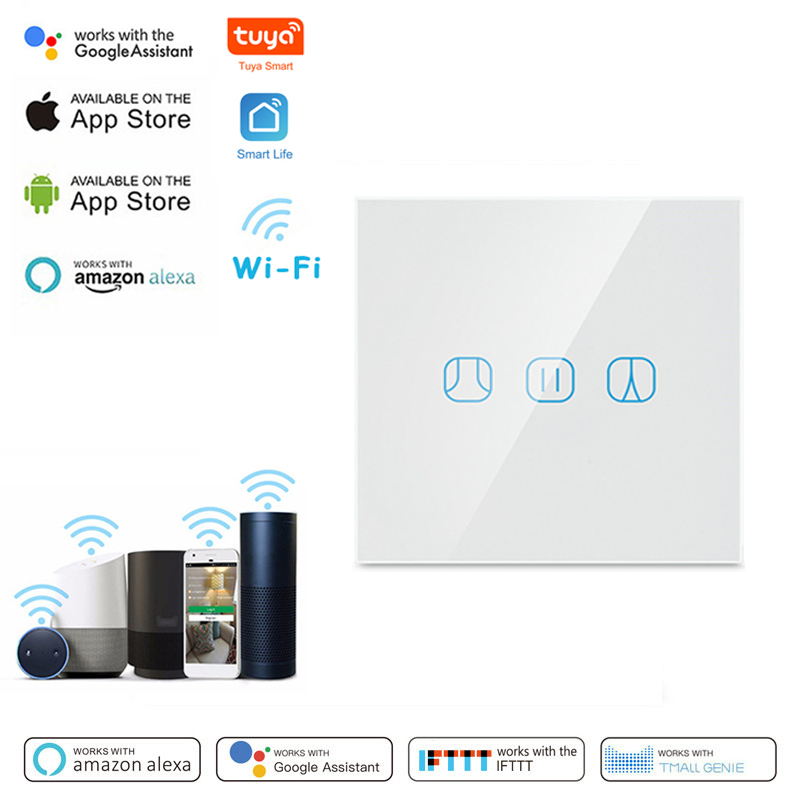 Tuya Smart Life WiFi Curtain Switch For Roller Shutter Blind Motor Google Home Amazon Alexa Voice Control Wireless Wall Switches
