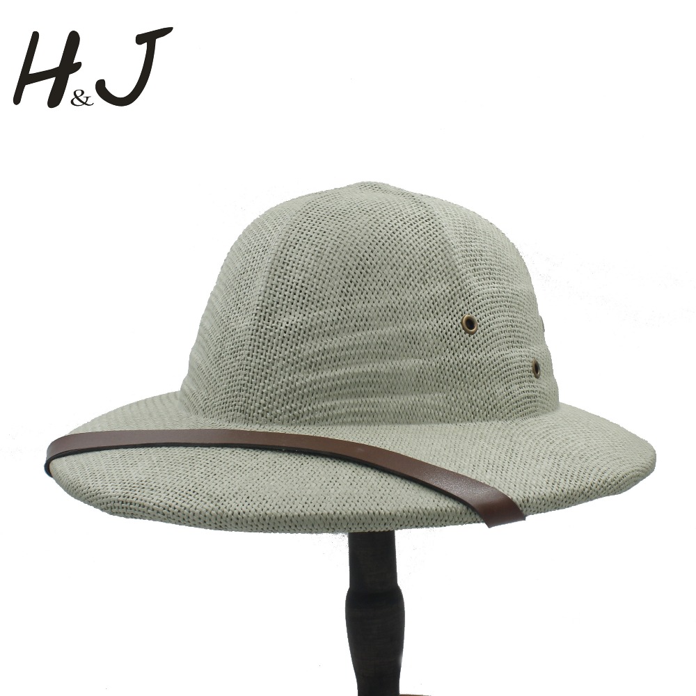 2019 Straw Helmet Pith Fedora Hats For Women Men Vietnam War Army Sun Hat Dad Boater Bucket Hats Safari Jungle Miners Cap