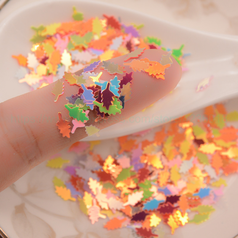 25g 3*7mm Mini Tree leaves Shape Loose Sequins For Nail Arts Crafts Decoration Scrapbook Shaker Card DIY confetti Accessory
