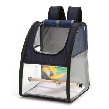 Transparent Parrot Carrier Backpack with Stand Perch Travel Breathable Bird Box