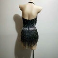 Sparkly Tassel Bodysuit Women Rhinestone Performance Costume One-piece Dance Wear Singer Stage Leotard Rave Festival Clothing