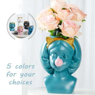 14.5*24.2cm Creative Nordic style Resin vase Cute girl bubble gum Decorative flower pot modern lovely Art decoration Flower