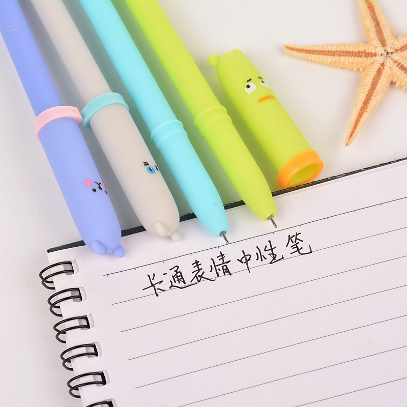 6 pcs/lot Cute Kawaii 0.3mm Plastic Gel Pen Cartoon Bear Canetas Neutral Pens for Writing Kids Gift School Stationery Supplies