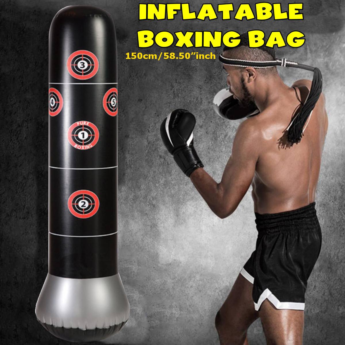 1.5m New Inflatable Stress Punching Tower Bag Boxing Standing Water Base Training Pressure Relief Bounce Back Sandbag With Pump