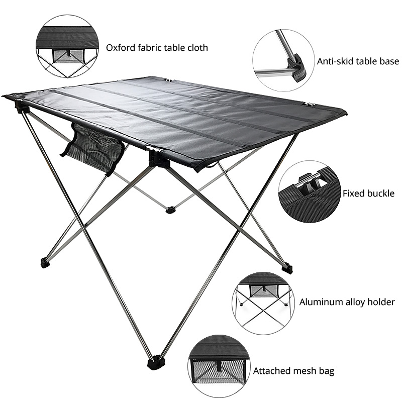 Aluminum Alloy Oxford Cloth Table Outdoor Ultralight Portable Folding Table Camping Picnic Table Outdoor Barbecue Fishing Chairs