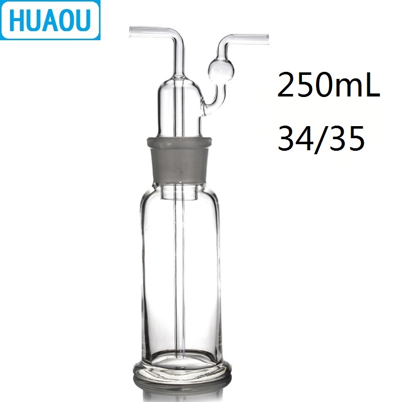 HUAOU 250mL Gas Washing Bottle Drechsel Ground Mouth 34/35 Clear Glass Laboratory Chemistry Equipment