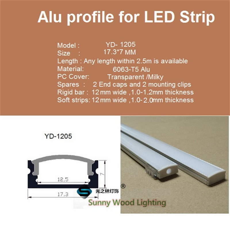2-30 Set/Lot 0.5m 12mm Strip Led Aluminium Profile For Bar Light Channel, Flat Housing Kitchen Cabinet Wall Mounted 1205