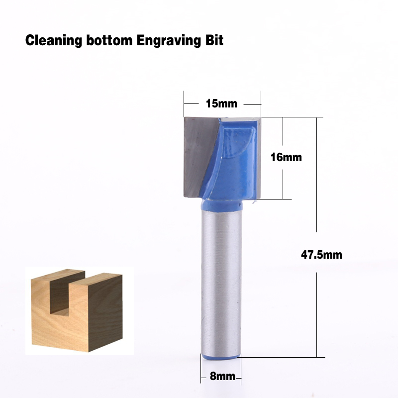 4pcs 8mm Cleaning bottom Engraving Bit solid carbide router bit 10,15,22,30mm Diameter CNC milling cutter endmill for wood