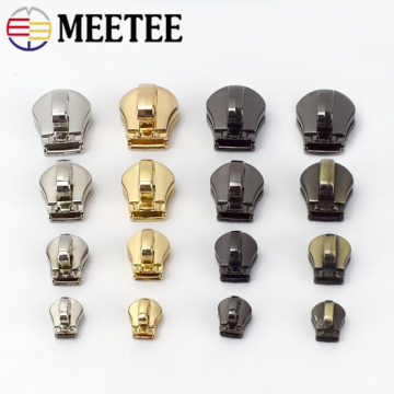 50pcs Meetee 3# 5# 8# 10# Metal Zipper Head Pull Slider Zip Lock Bag Luggage Garment DIY Repair Kit Hardware Accessories AP604