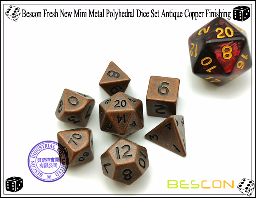 Bescon Fresh New Mini Metal Polyhedral Dice Set Antique Copper Finishing-1