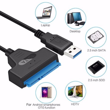 20cm USB 3.0 SATA III Cable Sata to USB Adapter Support 2.5inches External SSD HDD Hard Drive 6Gbps 22 Pin Sata3 Cable Converter