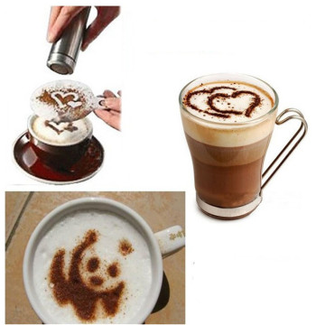 16pcs/set Cappuccino Mold Fancy Coffee Printing Model Foam Spray Cake Stencils Powdered Sugar Cocoa chocolate Coffee Printing